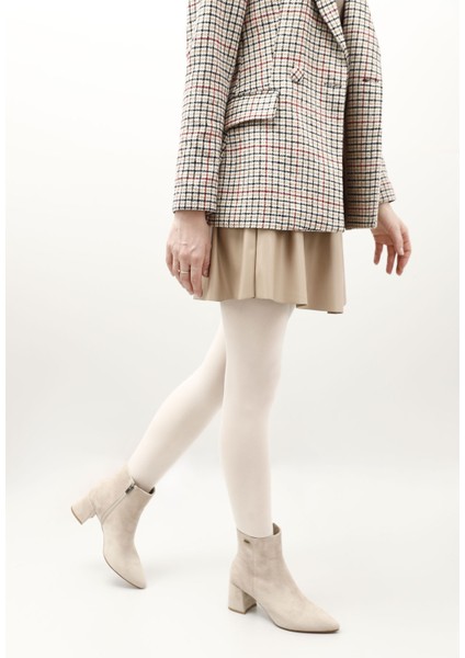 Kadın Ten Fermuarlı Sivri Burun Kalın Topuklu Bot fiyatları