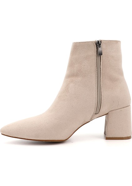 Kadın Ten Fermuarlı Sivri Burun Kalın Topuklu Bot fırsatları