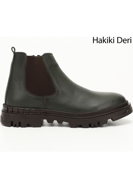 Gön Hakiki Deri Yuvarlak Burun Chelsea Günlük Erkek Bot 01403