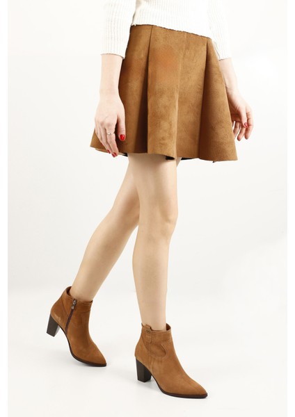 Kadın Taba Fermuarlı Sivri Burun Hakiki Deri Bot fiyatları