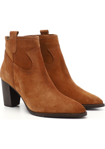 Kadın Taba Fermuarlı Sivri Burun Hakiki Deri Bot modelleri