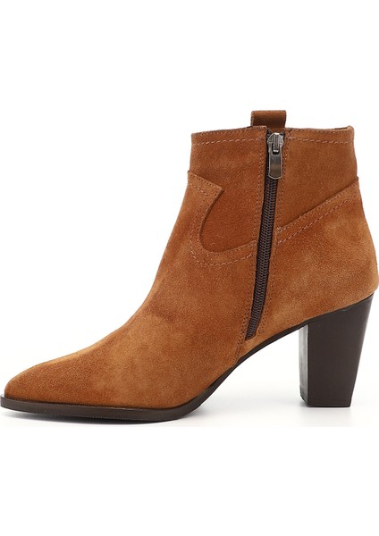 Kadın Taba Fermuarlı Sivri Burun Hakiki Deri Bot fırsatları