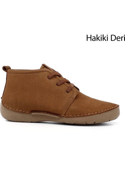 Kadın Taba Bağcıklı Hakiki Deri Comfort Bot
