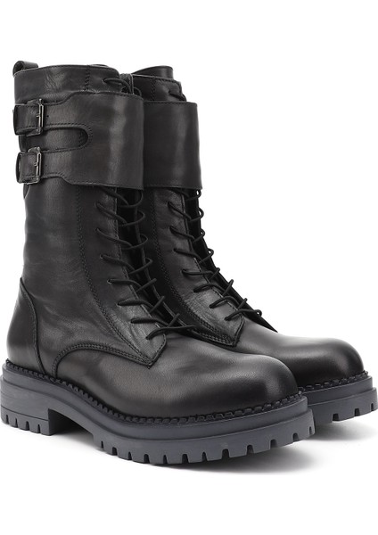 Kadın Gri - Gri Fermuarlı Hakiki Deri Postal Bot fiyatları