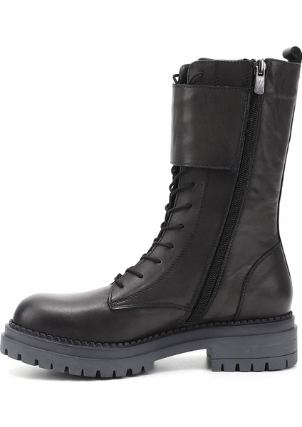 Kadın Gri - Gri Fermuarlı Hakiki Deri Postal Bot modelleri