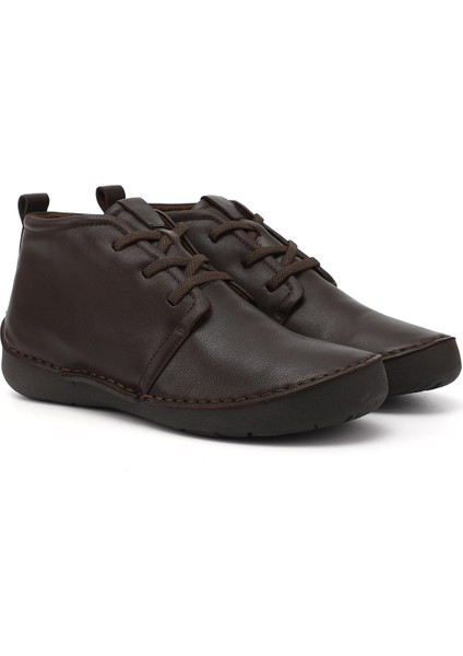 Kadın Kahve Bağcıklı Hakiki Deri Comfort Bot fiyatları