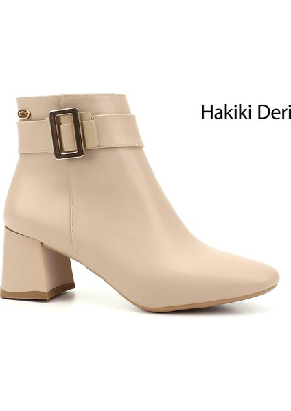 Gön Kalın Topuklu Fermuarlı Kadın Bot 35447