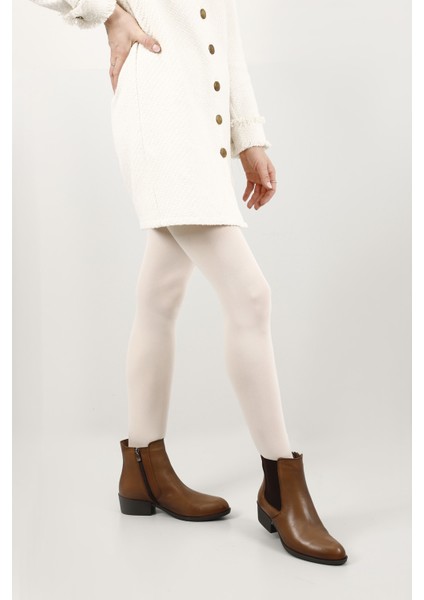 Kadın Vizon Antik Fermuarlı Kalın Topuklu Hakiki Deri Chelsea Bot fiyatları