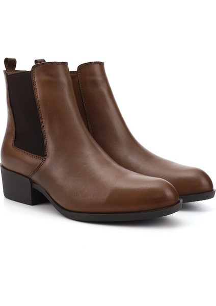 Kadın Vizon Antik Fermuarlı Kalın Topuklu Hakiki Deri Chelsea Bot modelleri