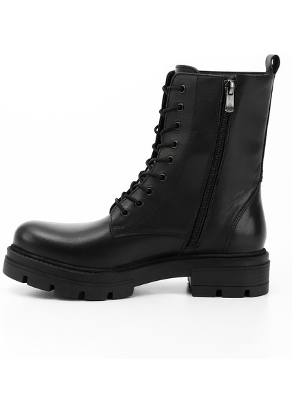 Kadın Siyah Fermuarlı Hakiki Deri Postal Bot modelleri