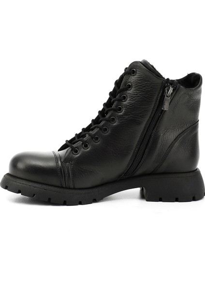 Kadın Siyah Fermuarlı Hakiki Deri Postal Bot modelleri