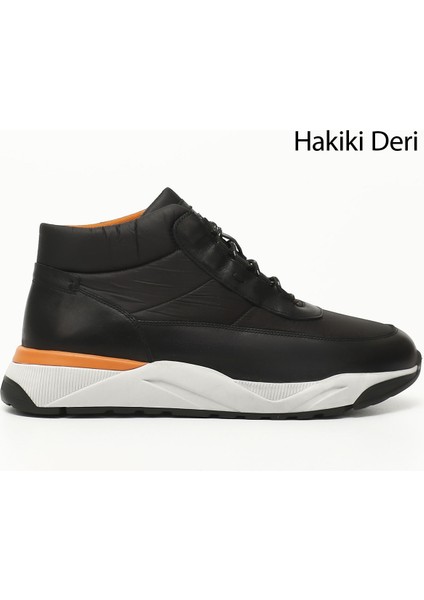 Erkek Siyah Bağcıklı Spor Hakiki Deri Ourdoor Bot