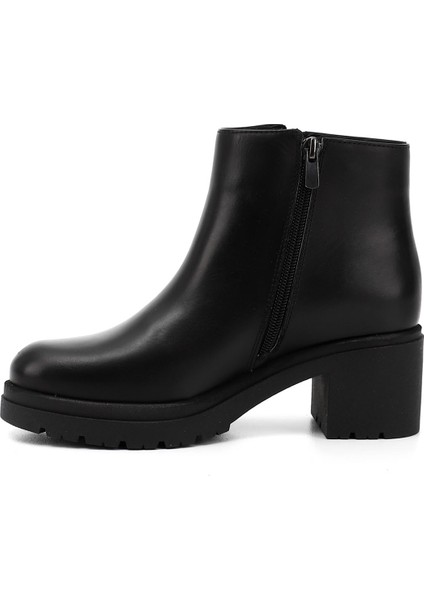 Kadın Siyah Fermuarlı Kalın Topuklu Hakiki Deri Bot modelleri