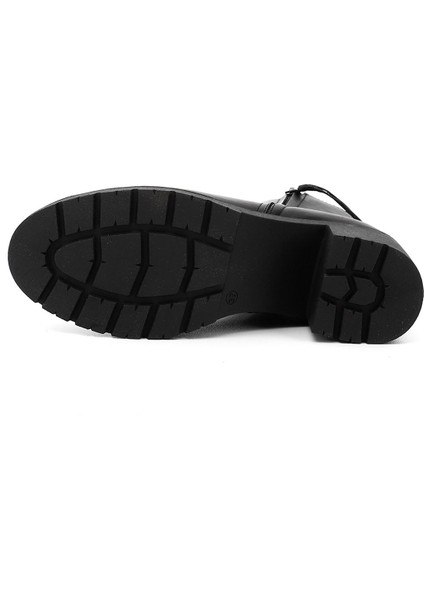 Kadın Siyah Fermuarlı Kalın Topuklu Hakiki Deri Bot fırsatları