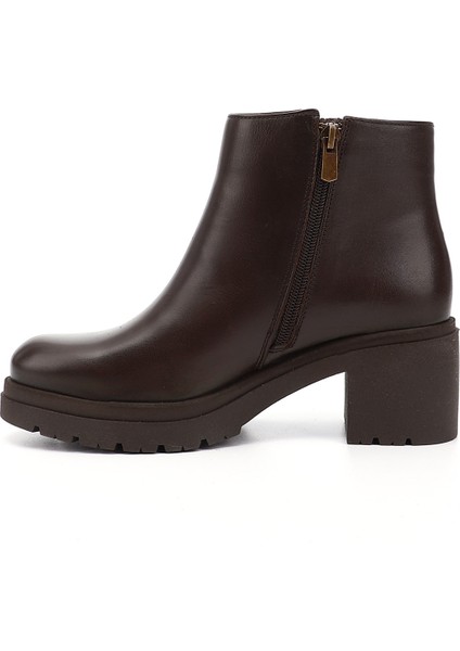 Kadın Kahve Antik Fermuarlı Kalın Topuklu Hakiki Deri Bot modelleri