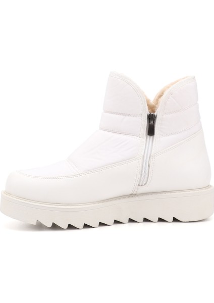 Kadın Beyaz Fermuarlı Termo Taban Comfort Kar Botu fırsatları