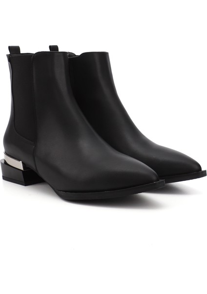 Kadın Siyah Fermuarlı Sivri Burun Kalın Topuklu Chelsea Bot fiyatları