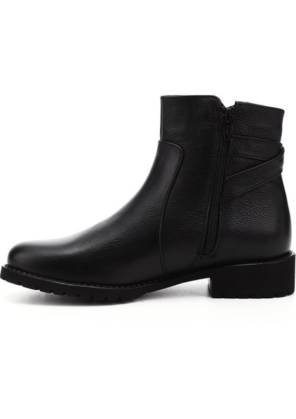 Gön Hakiki Deri Yuvarlak Burun Kauçuk Taban Topuklu Fermuarlı Kadın Günlük Bot 46460 modelleri