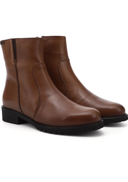 Kadın Taba Antik Fermuarlı Kauçuk Taban Hakiki Deri Bot modelleri