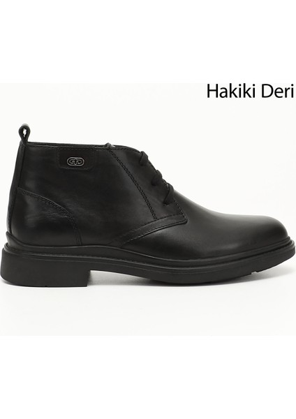 Erkek Siyah Bağcıklı Hakiki Deri Klasik Bot