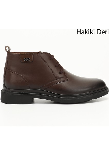 Erkek Kahve Bağcıklı Hakiki Deri Klasik Bot