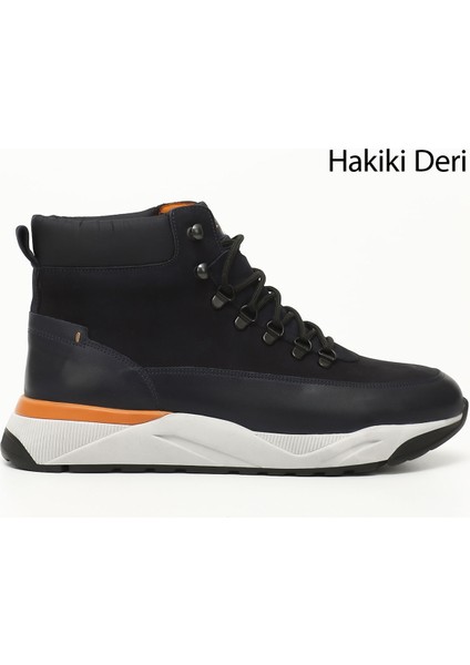 Erkek Lacivert Bağcıklı Spor Hakiki Deri Ourdoor Bot