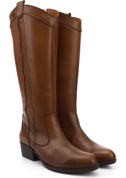 Kadın Taba Antik Fermuarlı Kalın Topuklu Hakiki Deri Kovboy Çizme modelleri