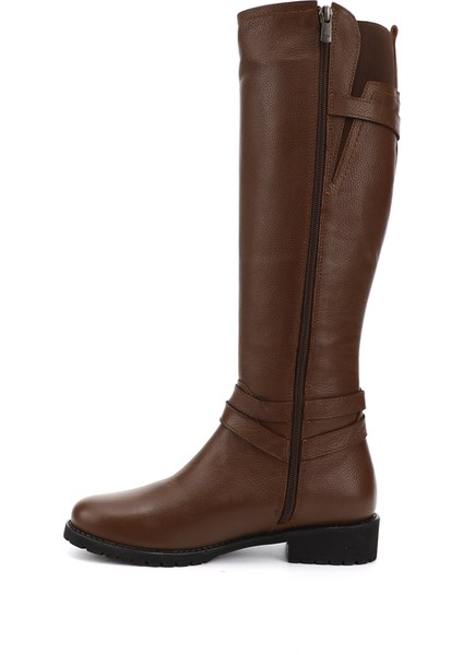 Kadın Kahve Floter Fermuarlı Kauçuk Taban Hakiki Deri Çizme fırsatları