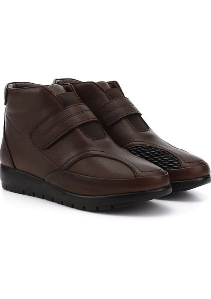 Kadın Kahverengi Fermuarlı Kemik Çıkıntısına Özel Hakiki Deri Bot modelleri