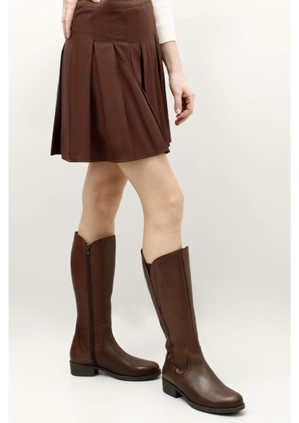 Kadın Kahve Antik Fermuarlı Kalın Topuklu Hakiki Deri Çizme fiyatları