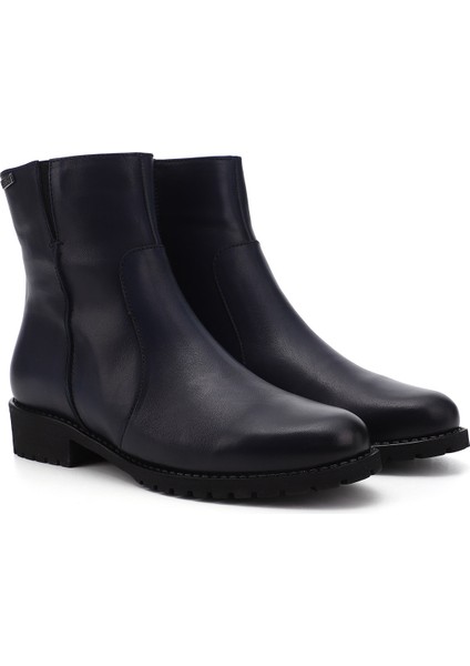 Gön Hakiki Deri Yuvarlak Burun Topuklu Kauçuk Taban Fermuarlı Kadın Günlük Bot 47408 modelleri