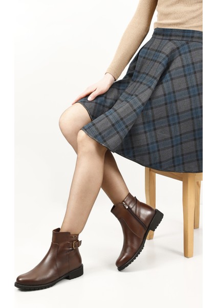 Kadın Kahve Antik Fermuarlı Kauçuk Taban Hakiki Deri Bot fiyatları