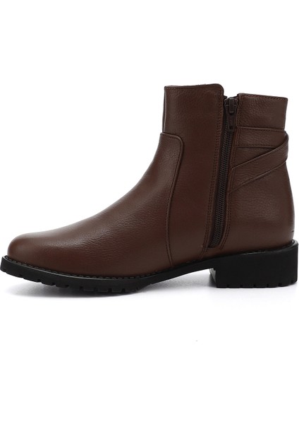 Kadın Kahve Antik Fermuarlı Kauçuk Taban Hakiki Deri Bot fırsatları