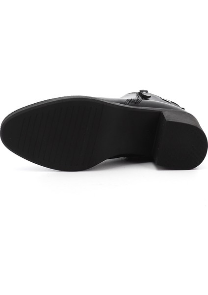 Kadın Siyah Fermuarlı Kalın Topuklu Hakiki Deri Bot fırsatları