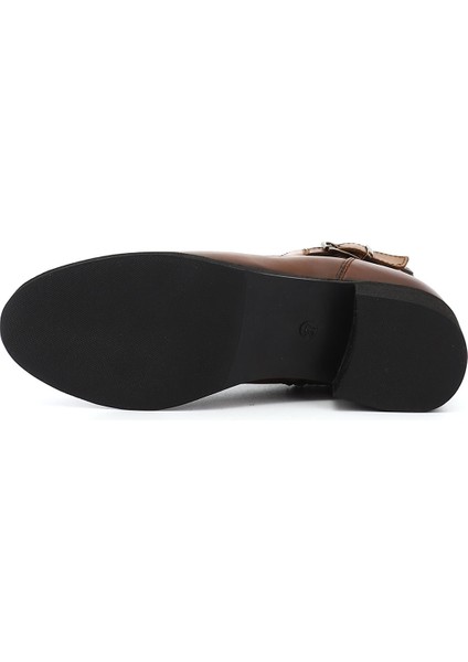 Kadın Taba Antik Fermuarlı Kalın Topuklu Hakiki Deri Postal Bot fırsatları