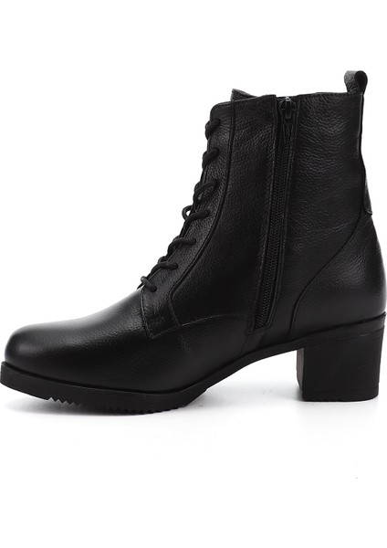 Kadın Siyah Floter Fermuarlı Kalın Topuklu Hakiki Deri Postal Bot fırsatları