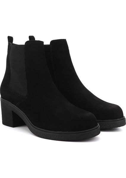 Kadın Siyah Deri Fermuarlı Kalın Topuklu Hakiki Deri Chelsea Bot modelleri
