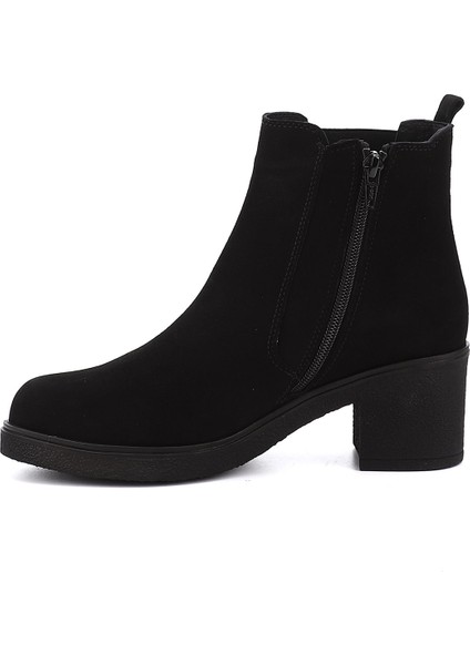 Kadın Siyah Deri Fermuarlı Kalın Topuklu Hakiki Deri Chelsea Bot fırsatları