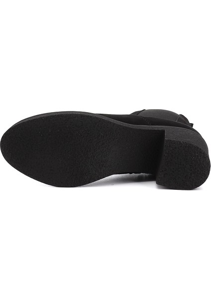 Kadın Siyah Deri Fermuarlı Kalın Topuklu Hakiki Deri Chelsea Bot indirimleri