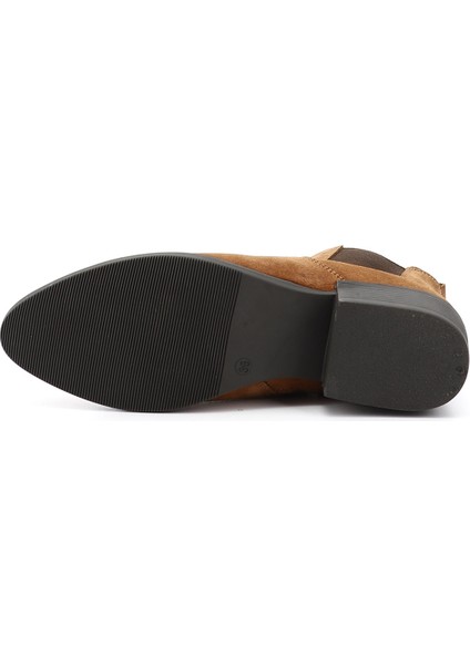 Kadın Taba Fermuarlı Kalın Topuklu Hakiki Deri Chelsea Bot indirimleri