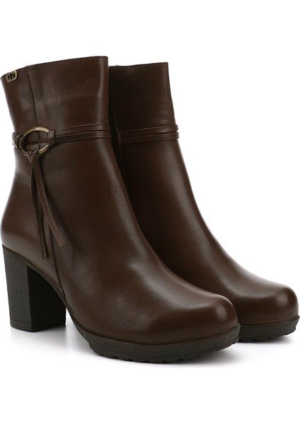 Kadın Kahve Antik Fermuarlı Kalın Topuklu Hakiki Deri Bot modelleri