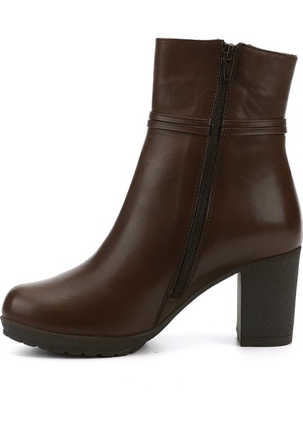 Kadın Kahve Antik Fermuarlı Kalın Topuklu Hakiki Deri Bot fırsatları