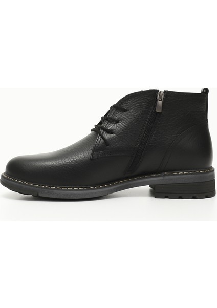 Erkek Siyah Bağcıklı Kauçuk Taban Hakiki Deri klasik Bot fırsatları