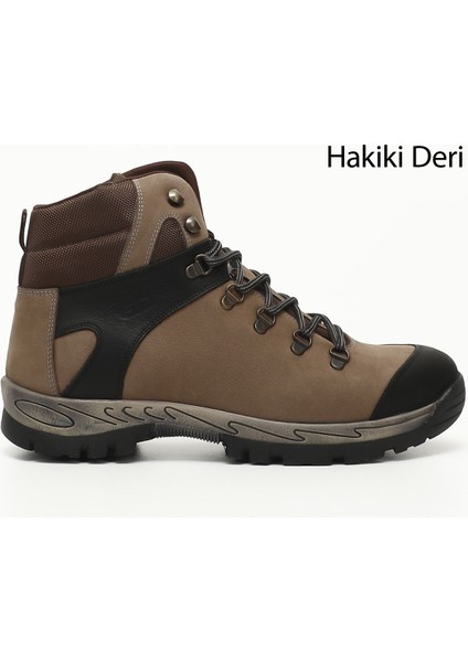 Erkek Kum Nubuk Bağcıklı Kauçuk Taban Hakiki Deri Outdoor Bot