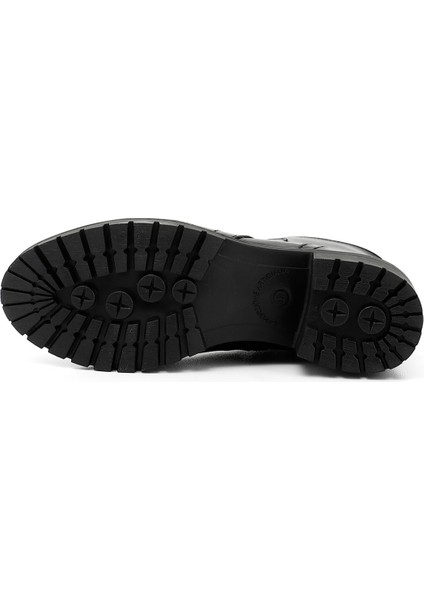 Kadın Siyah Fermuarlı Kalın Topuklu Hakiki Deri Bot fırsatları