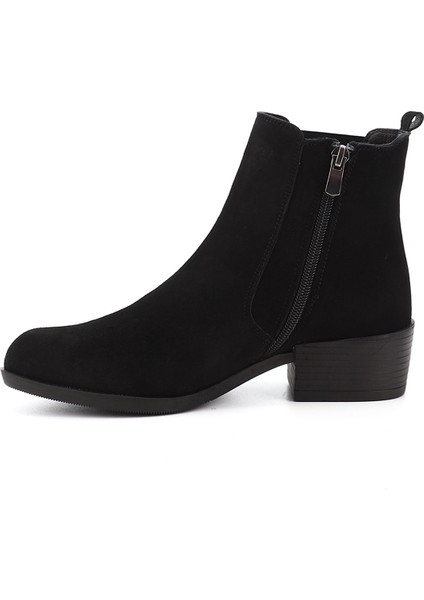 Kadın Siyah Deri Fermuarlı Kalın Topuklu Hakiki Deri Chelsea Bot fırsatları