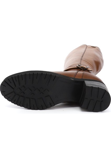 Kadın Taba Antik Fermuarlı Kalın Topuklu Hakiki Deri Çizme indirimleri