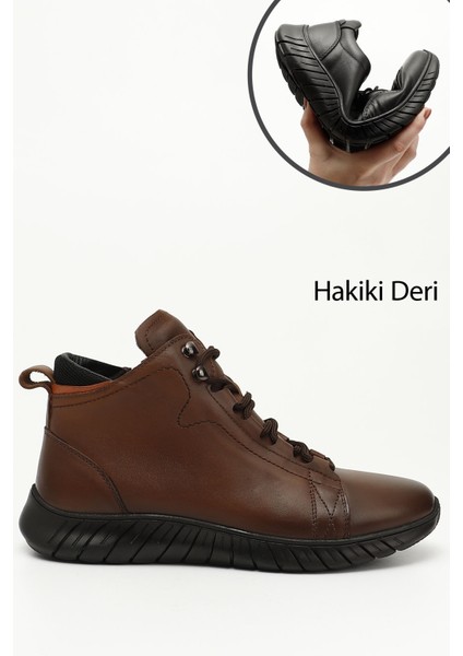 Gön Hakiki Deri Bağcıklı Fermuarlı Erkek Bot 42609