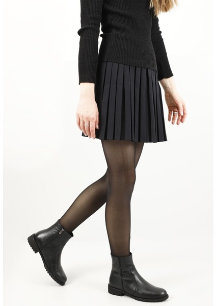 Gön Hakiki Deri Yuvarlak Burun Topuklu Kauçuk Taban Fermuarlı Kadın Günlük Bot 47408 fiyatları