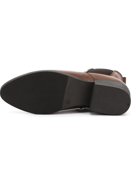 Kadın Taba Antik Fermuarlı Kalın Topuklu Hakiki Deri Chelsea Bot indirimleri